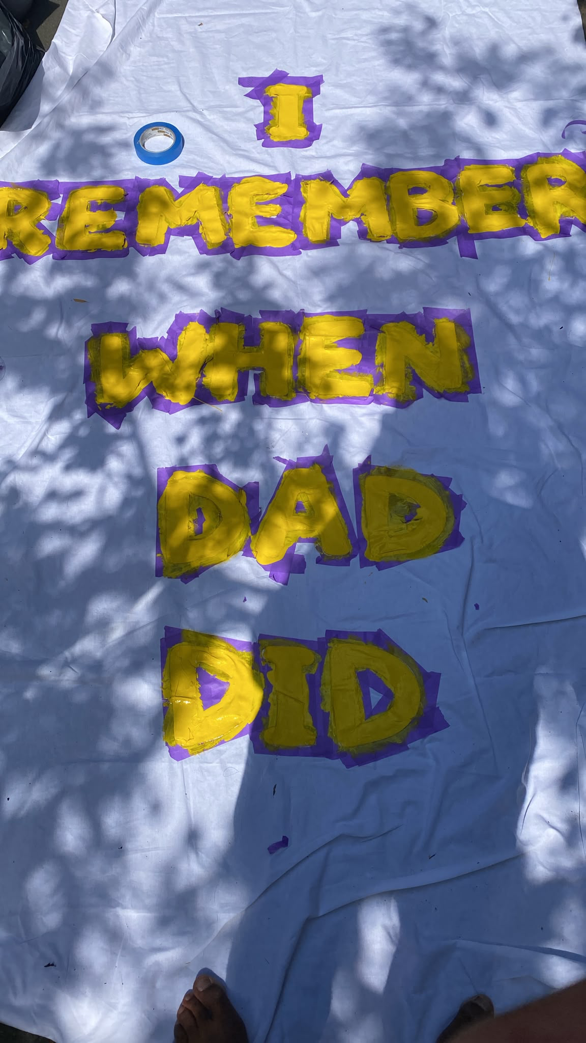 Painted fabric reading I remember when Dad did